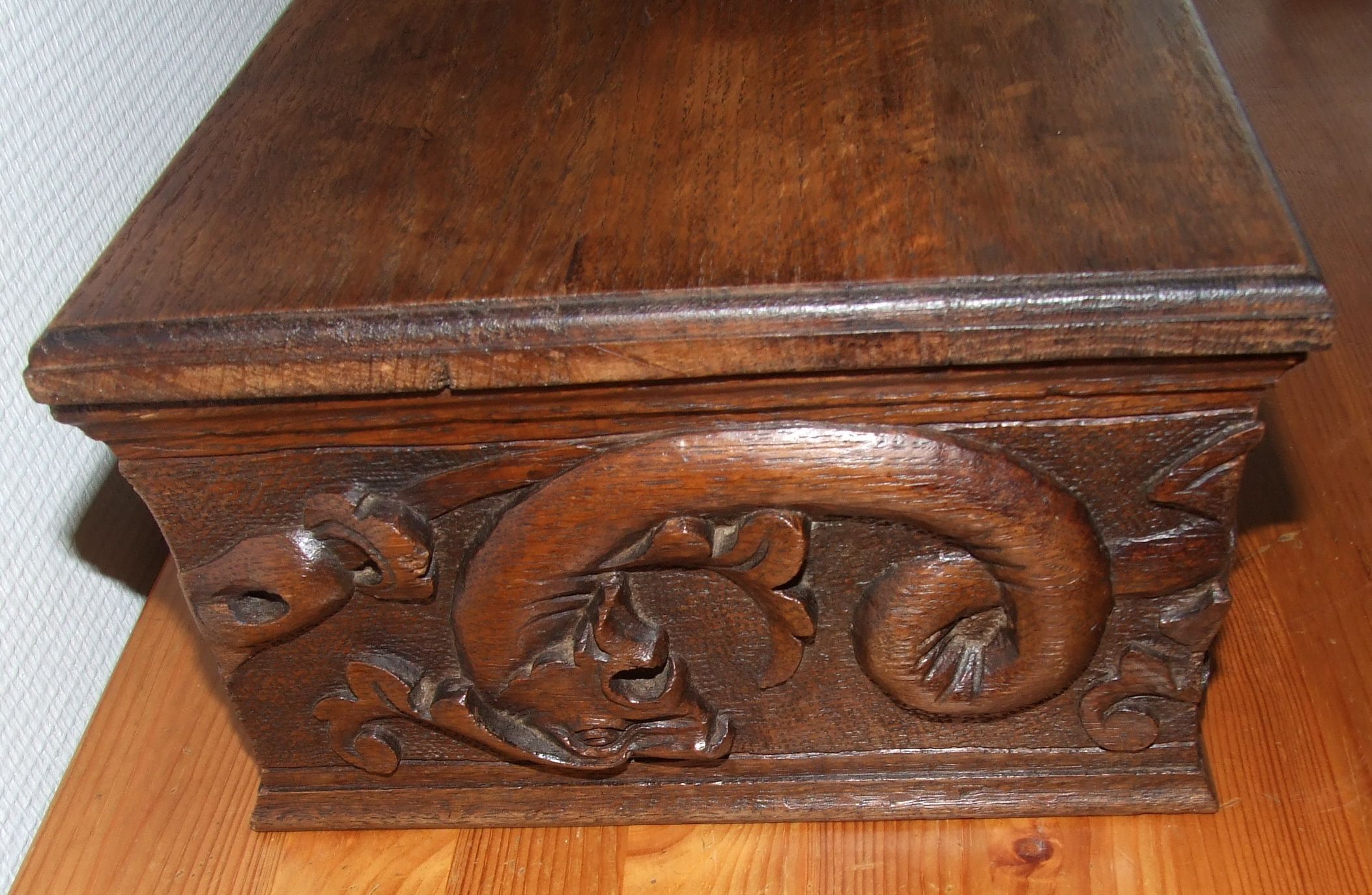 Old carved wooden box