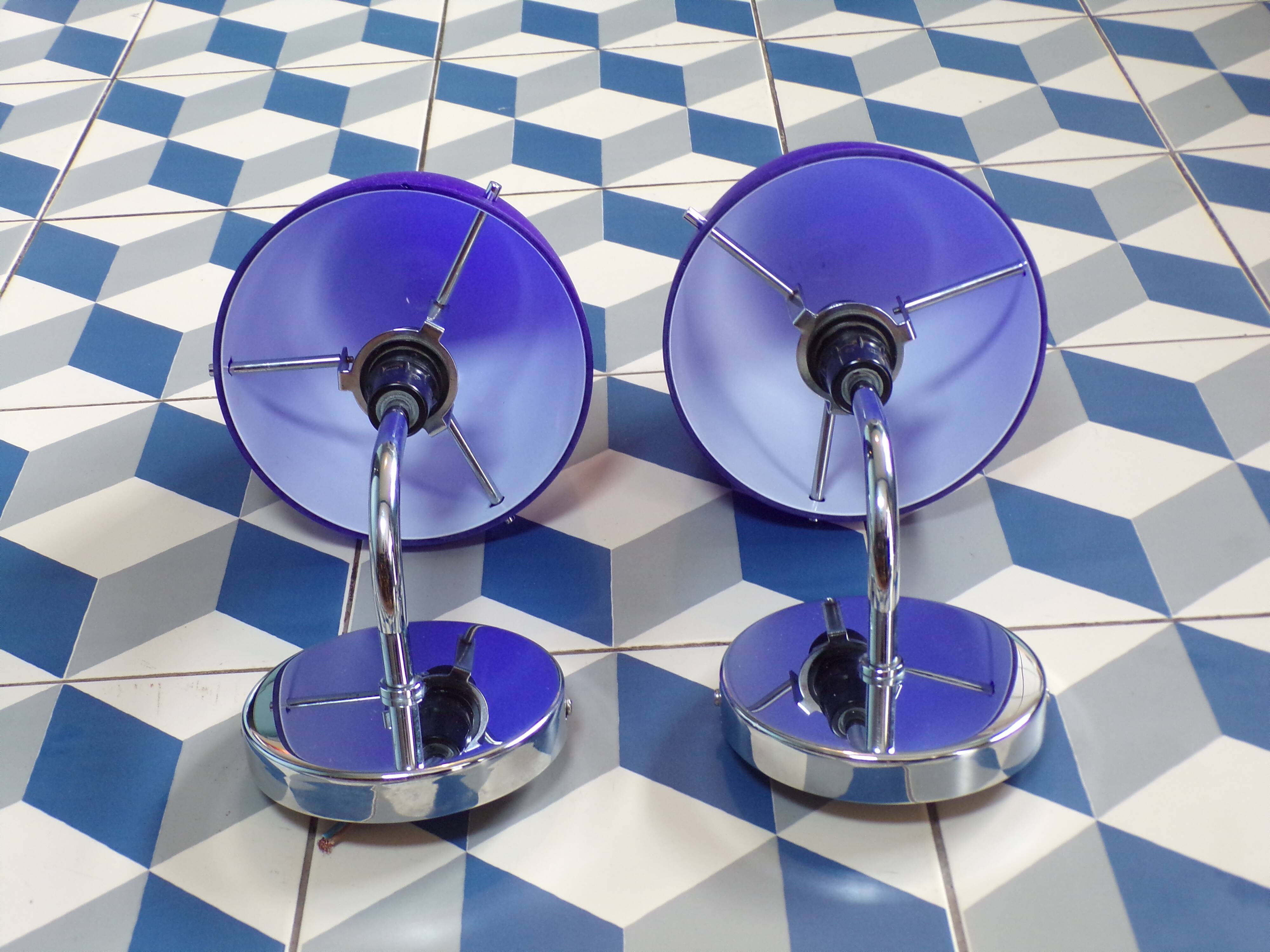 Pair of blue opaline sconces