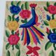 Large Mexican tapestry OTOMI TENANGO, colourful flowers and birds, 1970