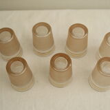 7 pink and gold vintage glass liquor glasses