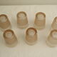 7 pink and gold vintage glass liquor glasses
