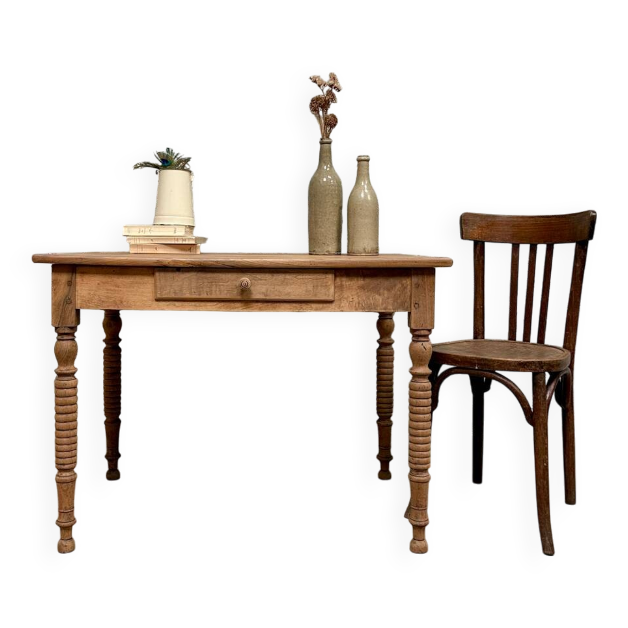 Antique table with turned legs (renovated)