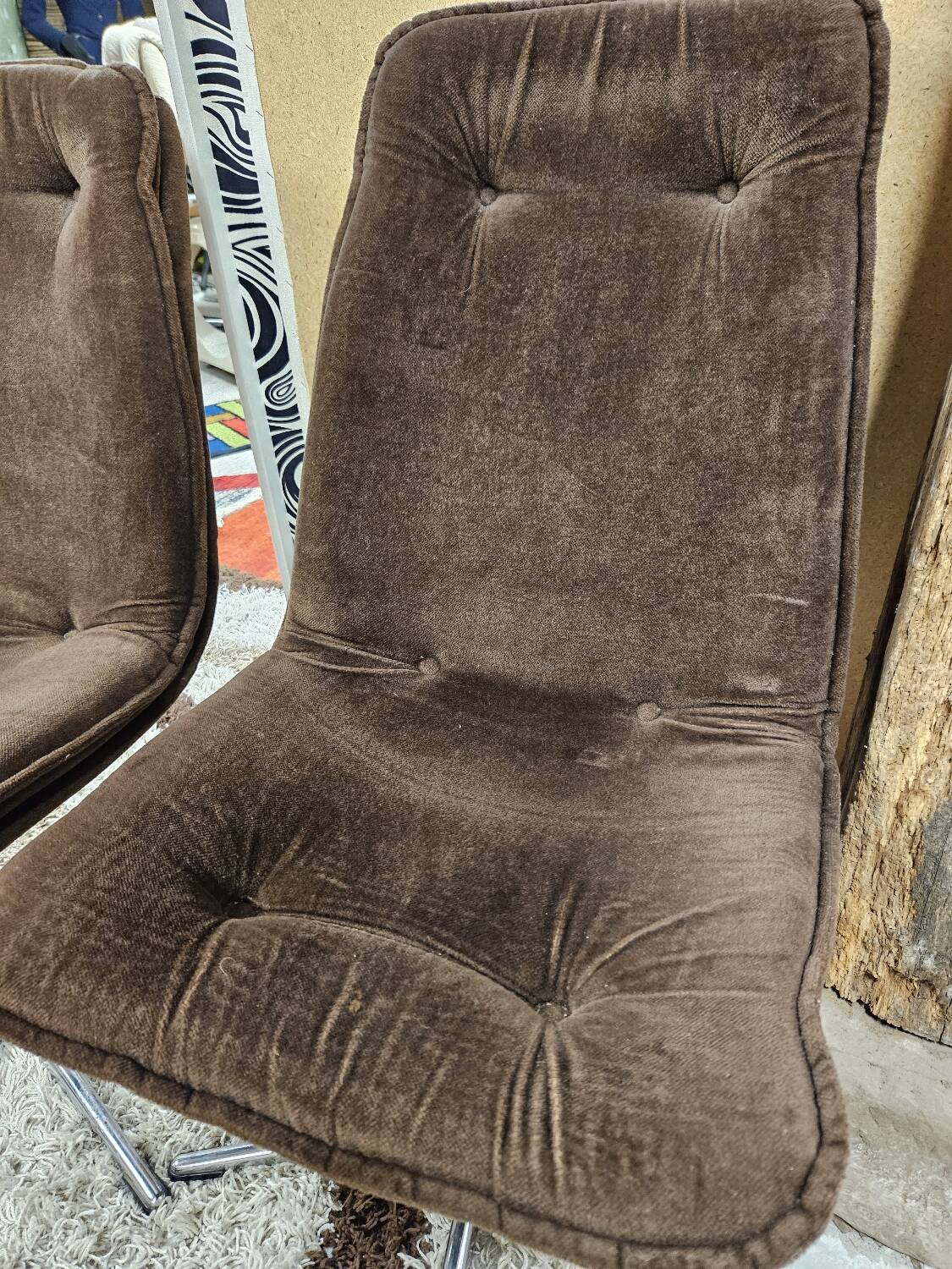 Pair of vintage velvet armchair chair 1970"