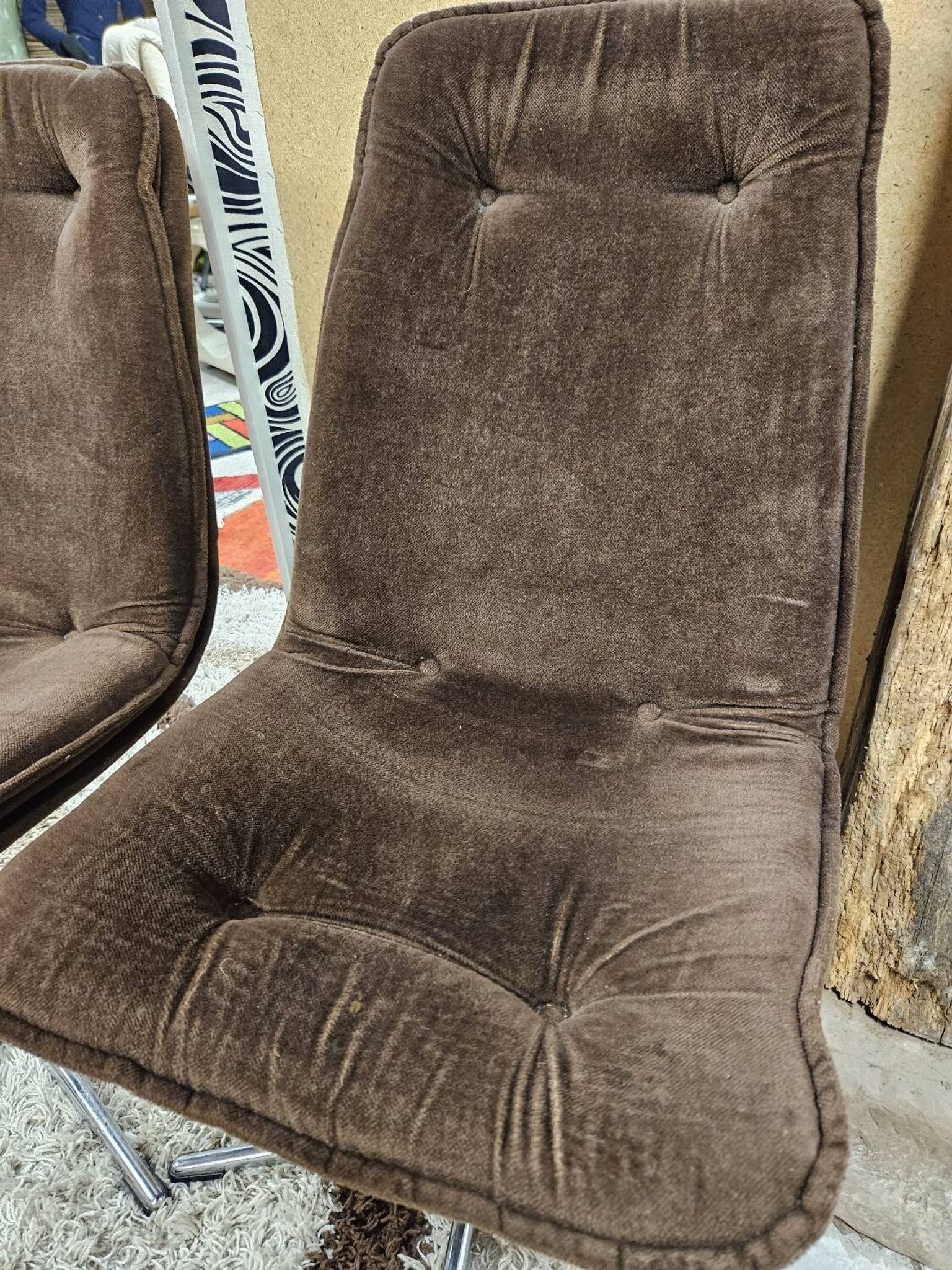 Paire de chaise fauteuil velour vintage  1970"