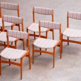 Set of 6 Scandinavian chairs vintage solid teak and wool 1960