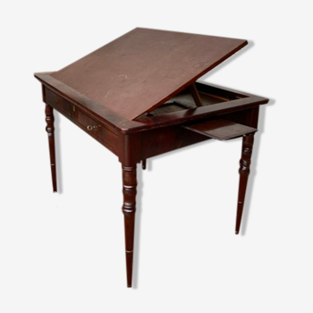 Mahogany desk table with system in la tronchin xix eme century