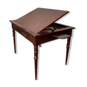 Table bureau en acajou à système à la tronchin xix eme siècle