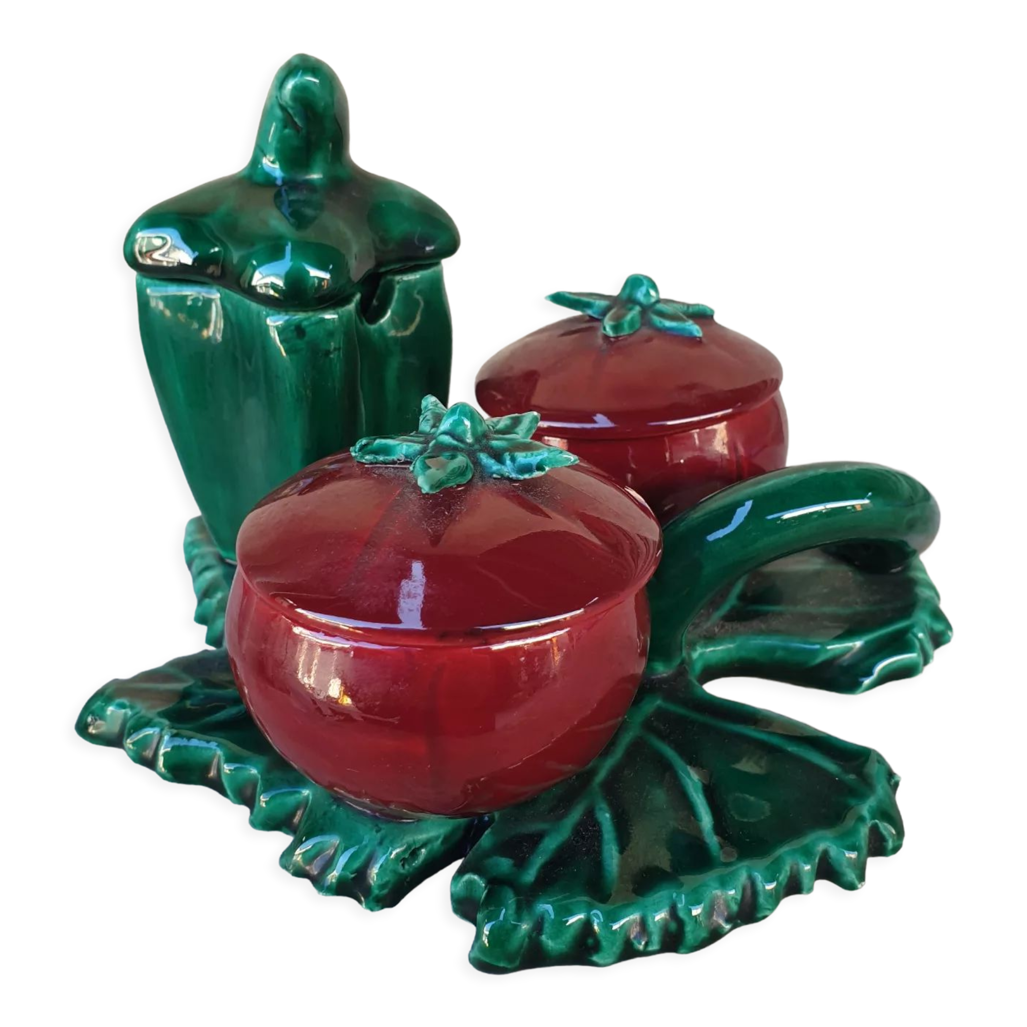 Service ceramique vintage sel poivre moutarde années 1950 1960