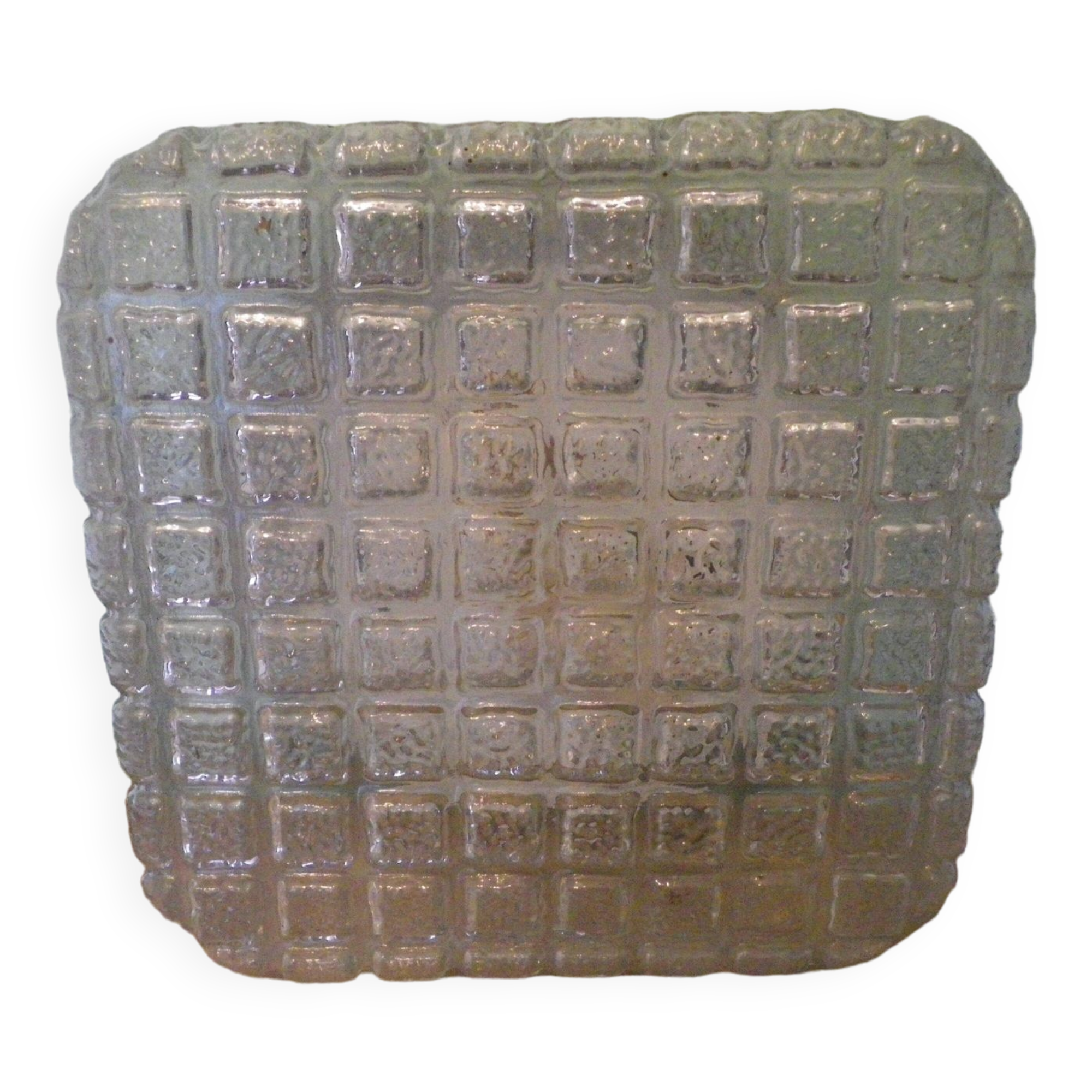Pressed glass ceiling light, porcelain socket