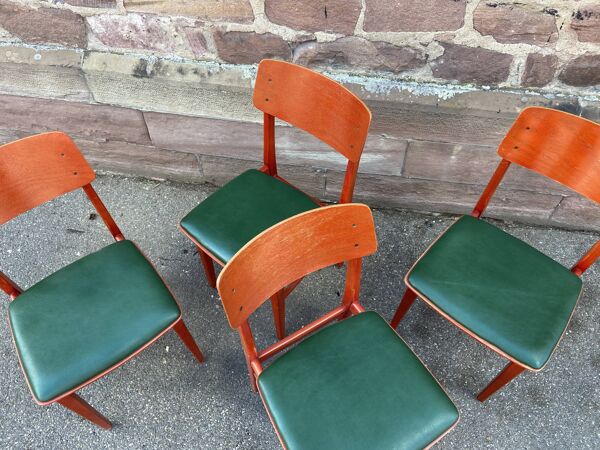 Set de 4 chaises vintage de restaurant bistrot skai simili cuir