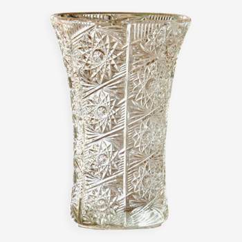 Large antique cut crystal vase