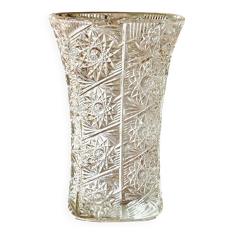 Grand vase ancien en cristal taillé