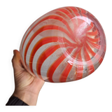 Blown glass vase with red spirals - Murano