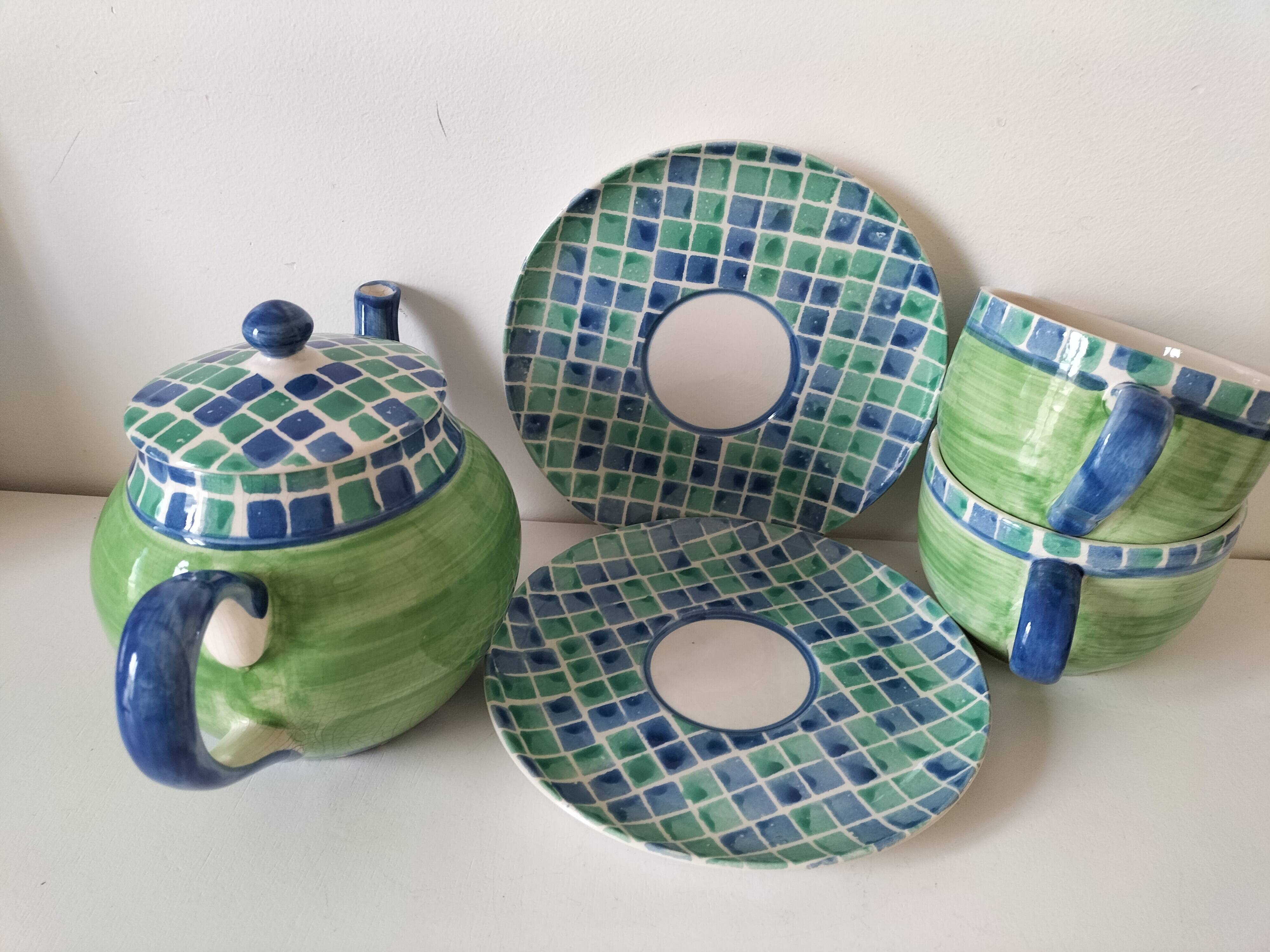 Portuguese tea service hand-painted ceramic