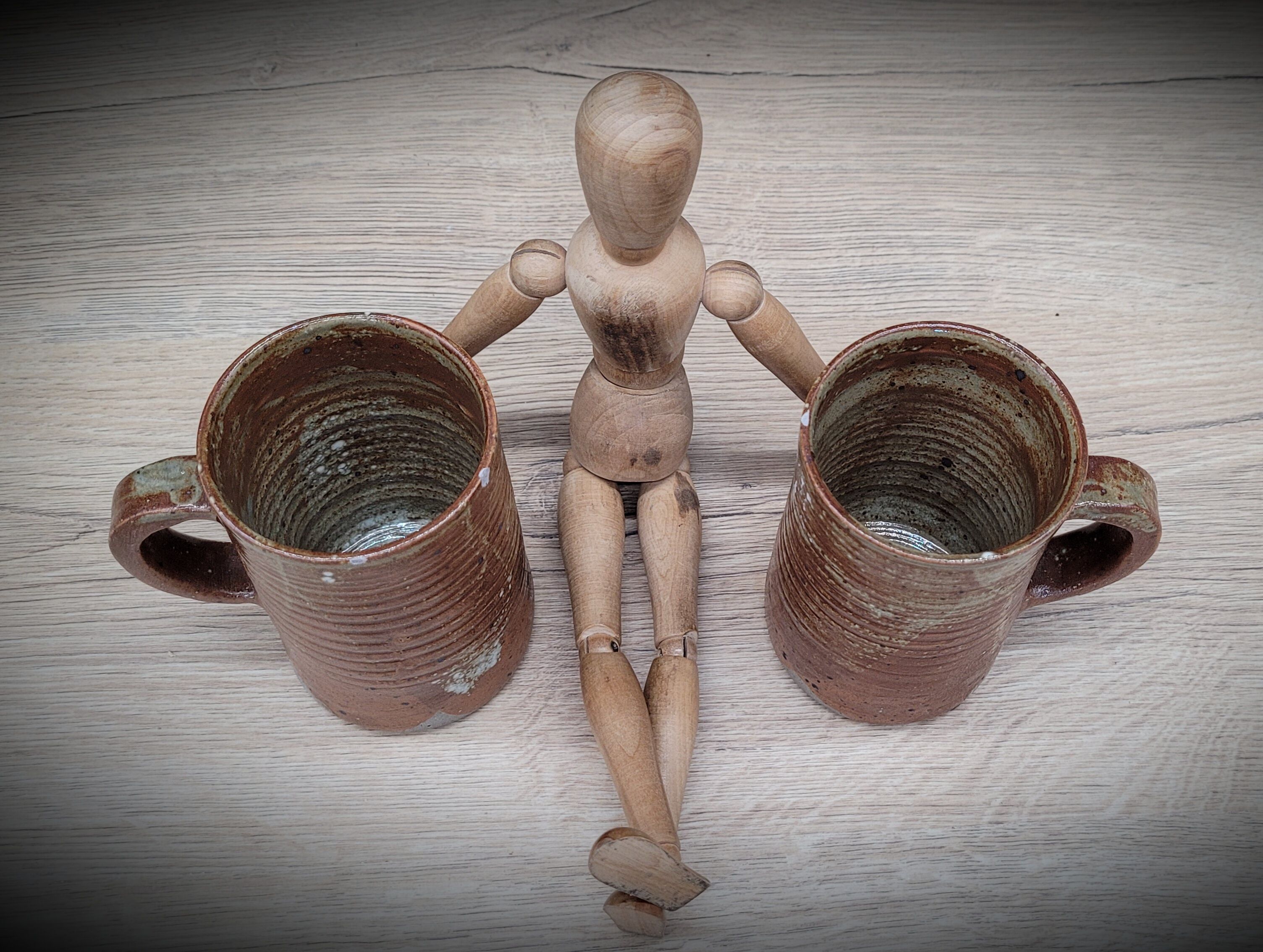 Duo of stoneware cups