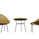 1950s Italian Rattan Basket Chairs & Matching Bistro Table Set