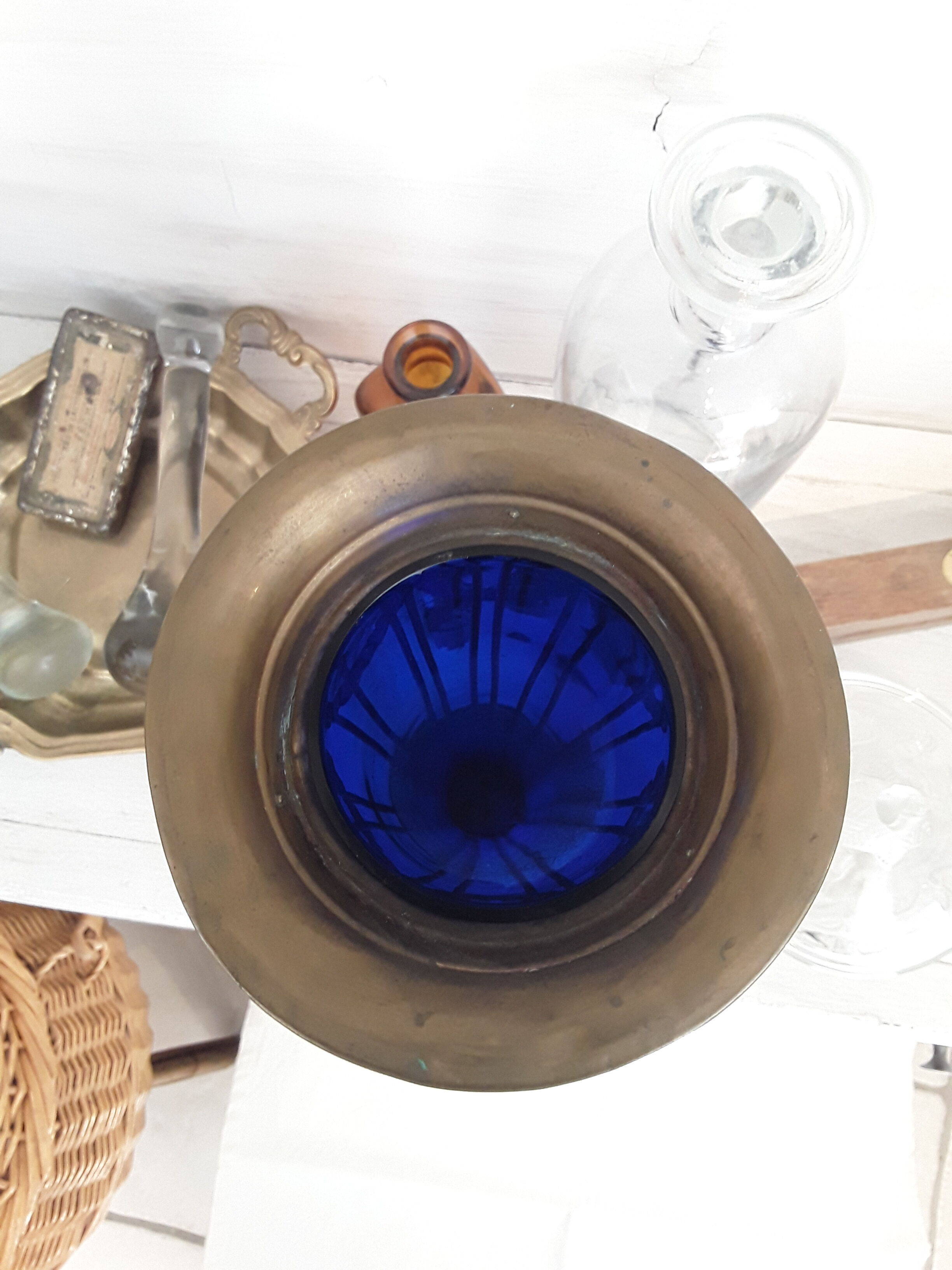 Glass and brass vase