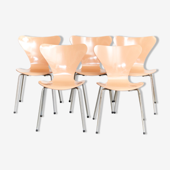 3107 Side Chairs by Arne Jacobsen for Fritz Hansen, 1965, Set of 5