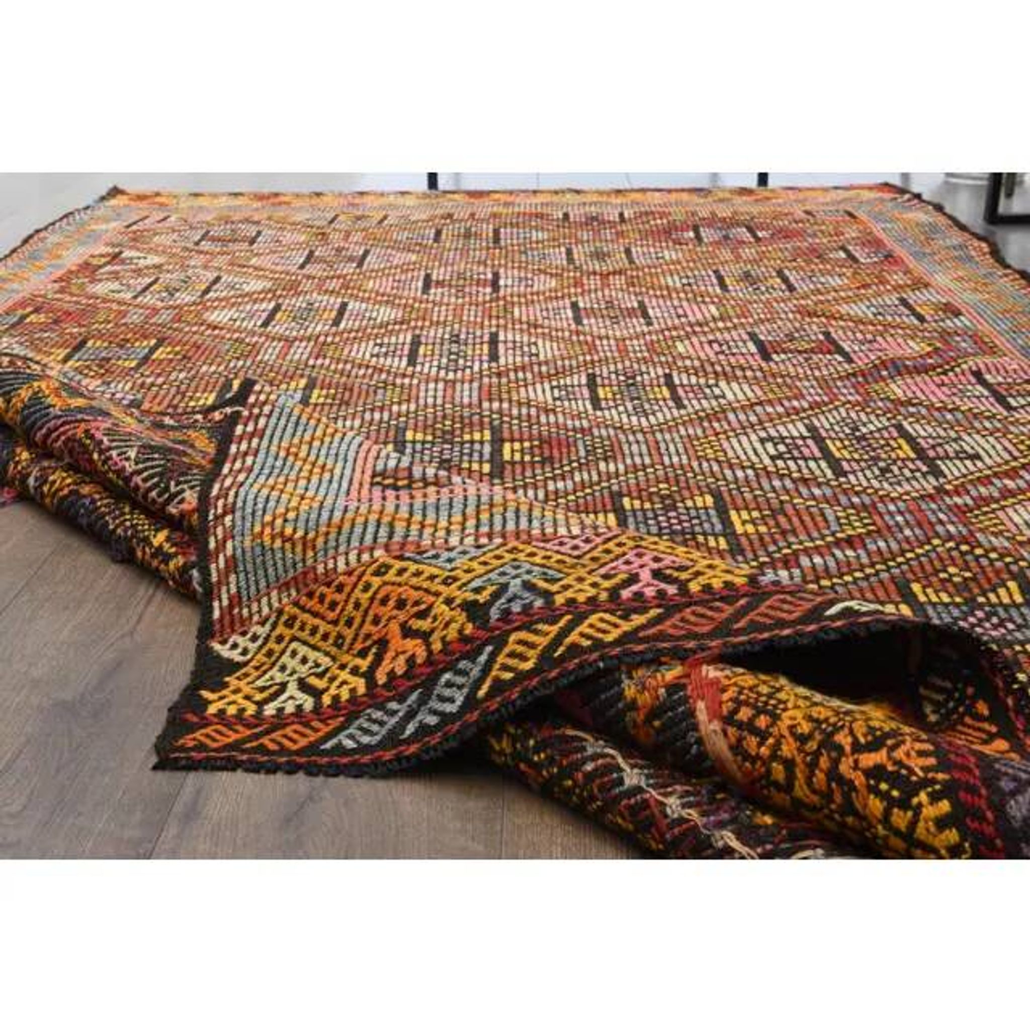 1970s Vintage Turkish Hand-Knotted Wool Cotton Brown Area Rug 157x277