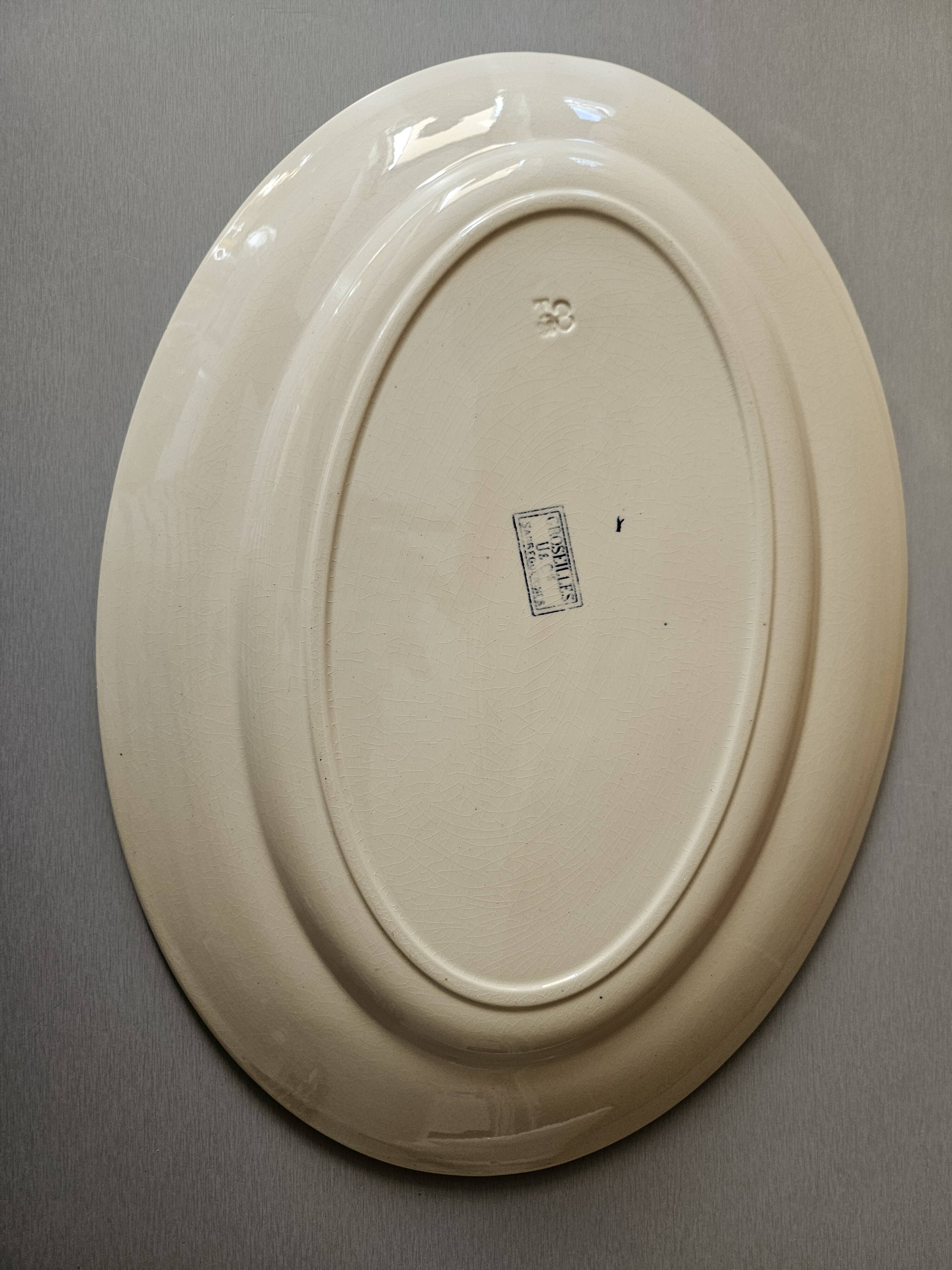 Grand plat ovale ancien Sarreguemines – modèle Goseilles