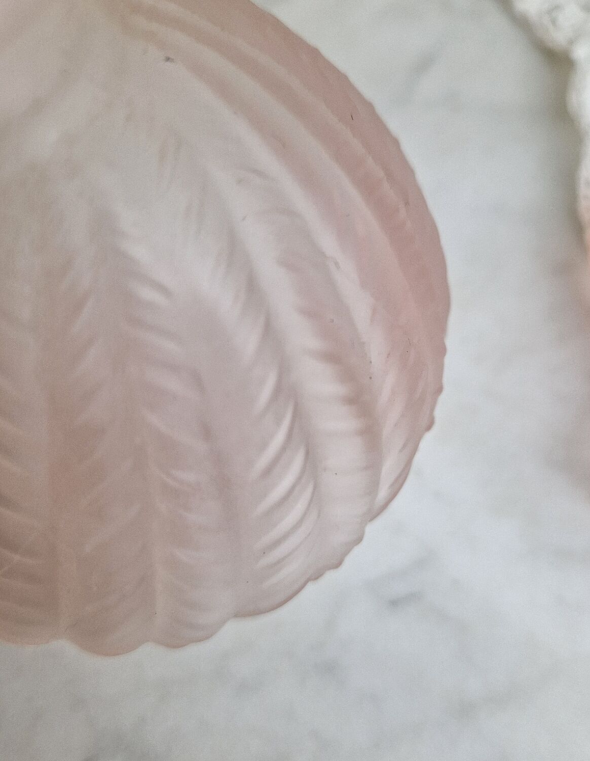 Vintage Pink Frosted Glass Bathroom Set Romantic Heart Decor