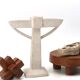 Moroccan candle holder in carved white beige stone, 1970s.