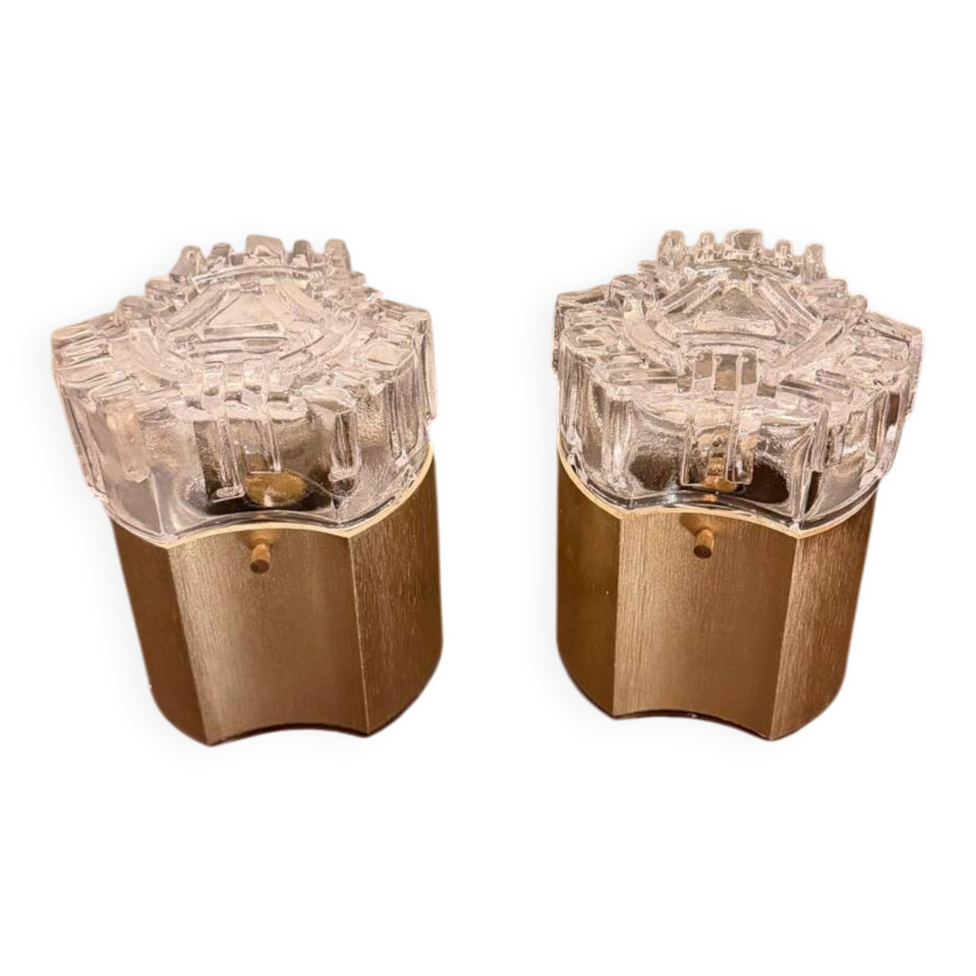 Pair of Space Age lamps from the 70s – Made in Italy – sculpted glass –