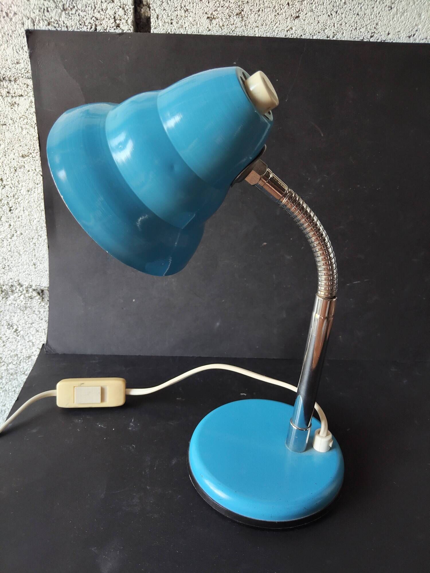 Vintage French desk lamp in blue lacquered metal – 1970s