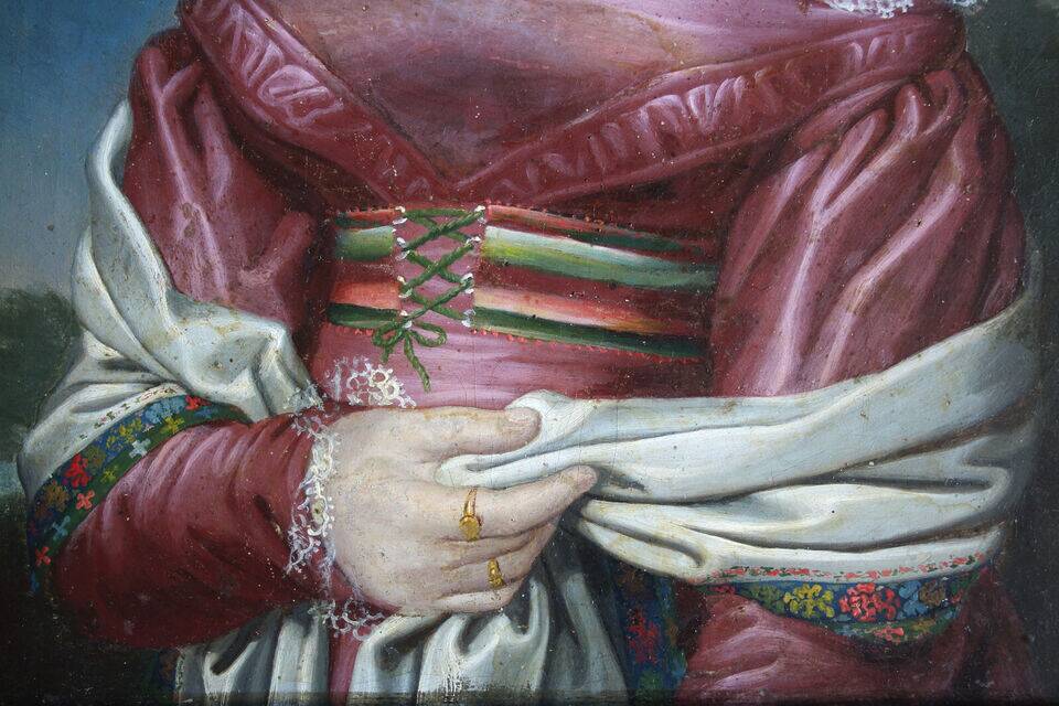 Elegant 19th-Century Portrait of a Lady – Oil on Canvas, Gilded Frame