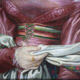 Élégant portrait de dame du XIXe siècle – Huile sur toile, cadre doré