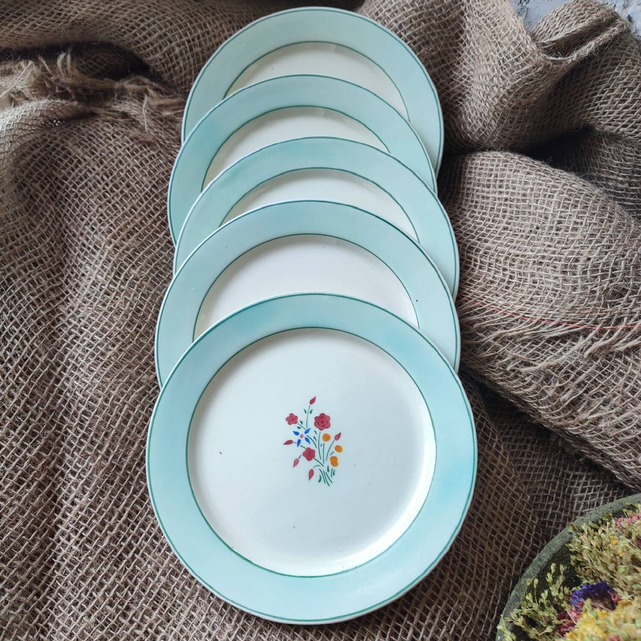 Set of 5 HBCM dessert plates, Marlaine model