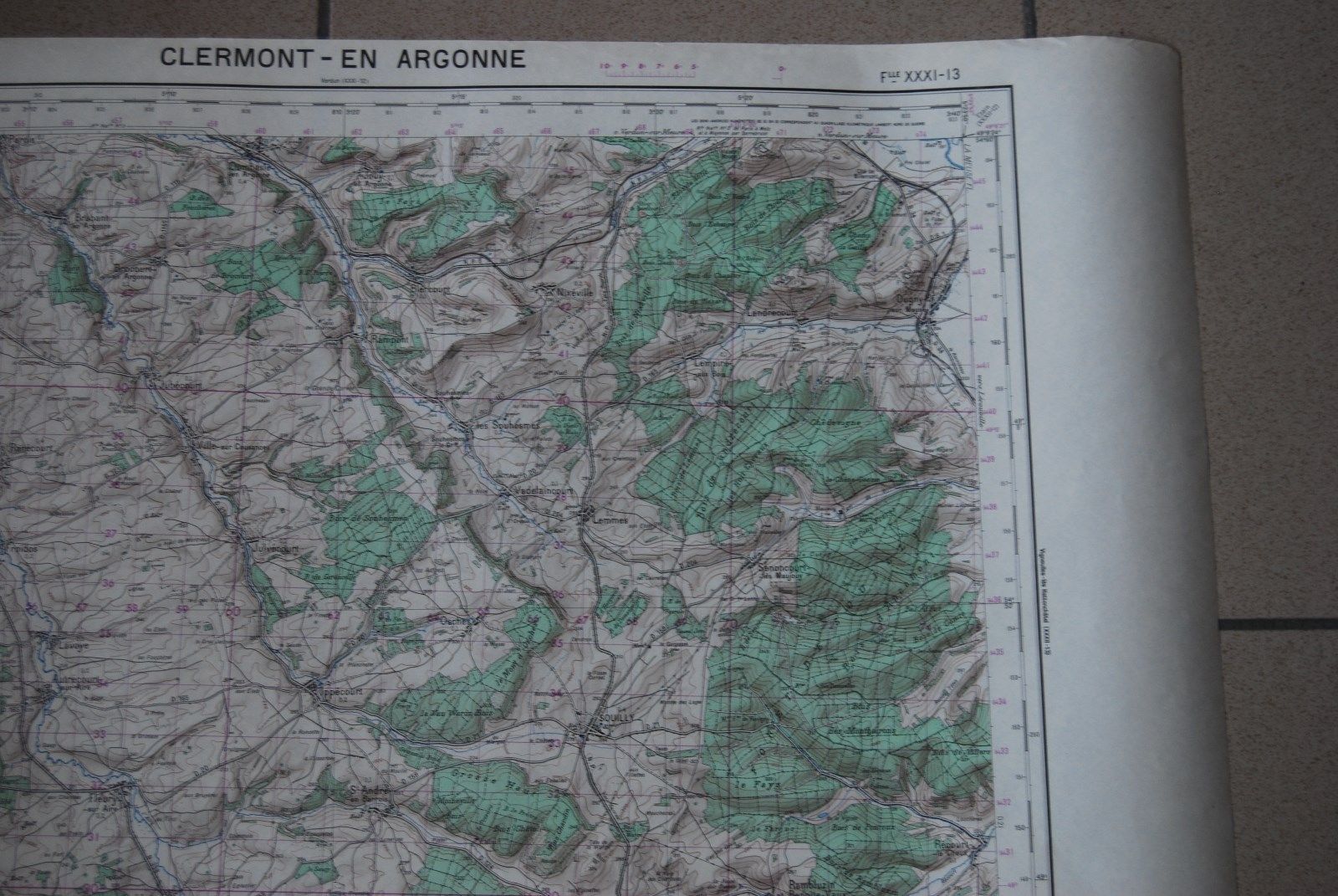 Map France Clermont Argonne 1953