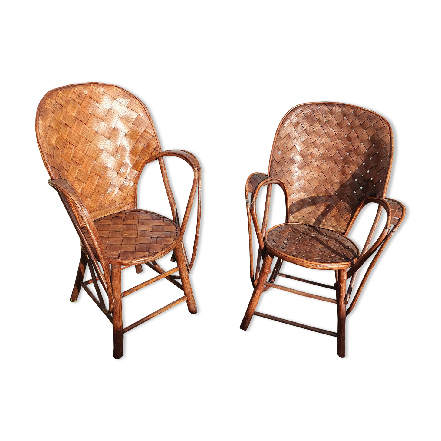 Pair of armchairs in chestnut