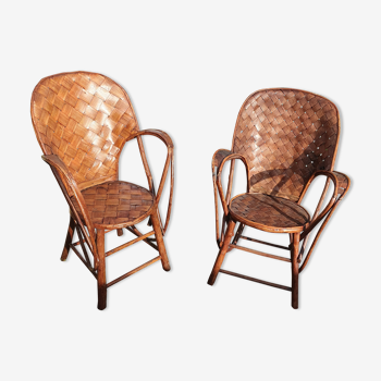 Pair of armchairs in chestnut