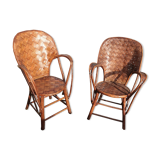 Paire de fauteuils en chataignier du limousin