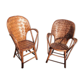 Pair of armchairs in chestnut