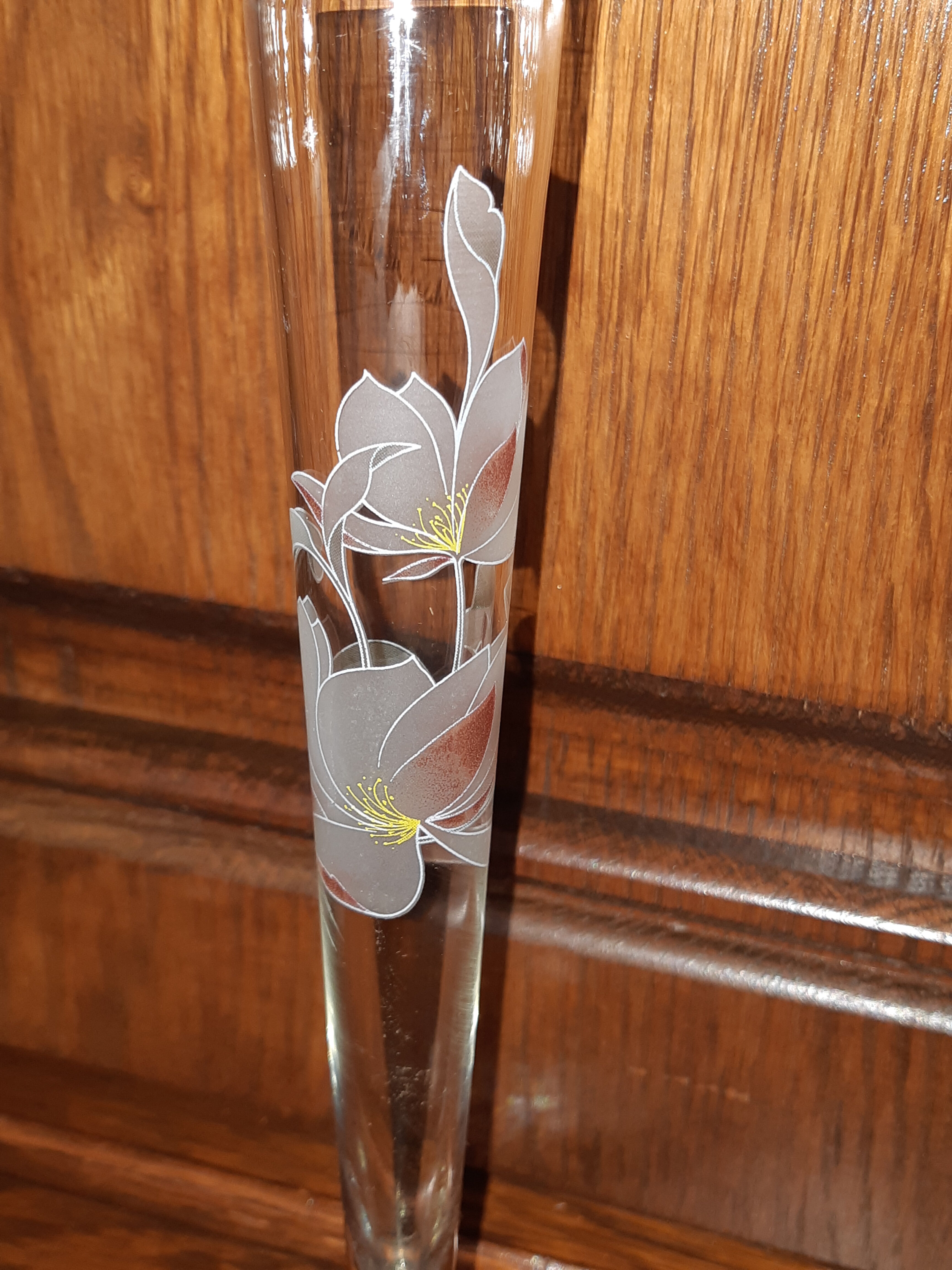 Bubbled glass soliflore and enamelled flowers