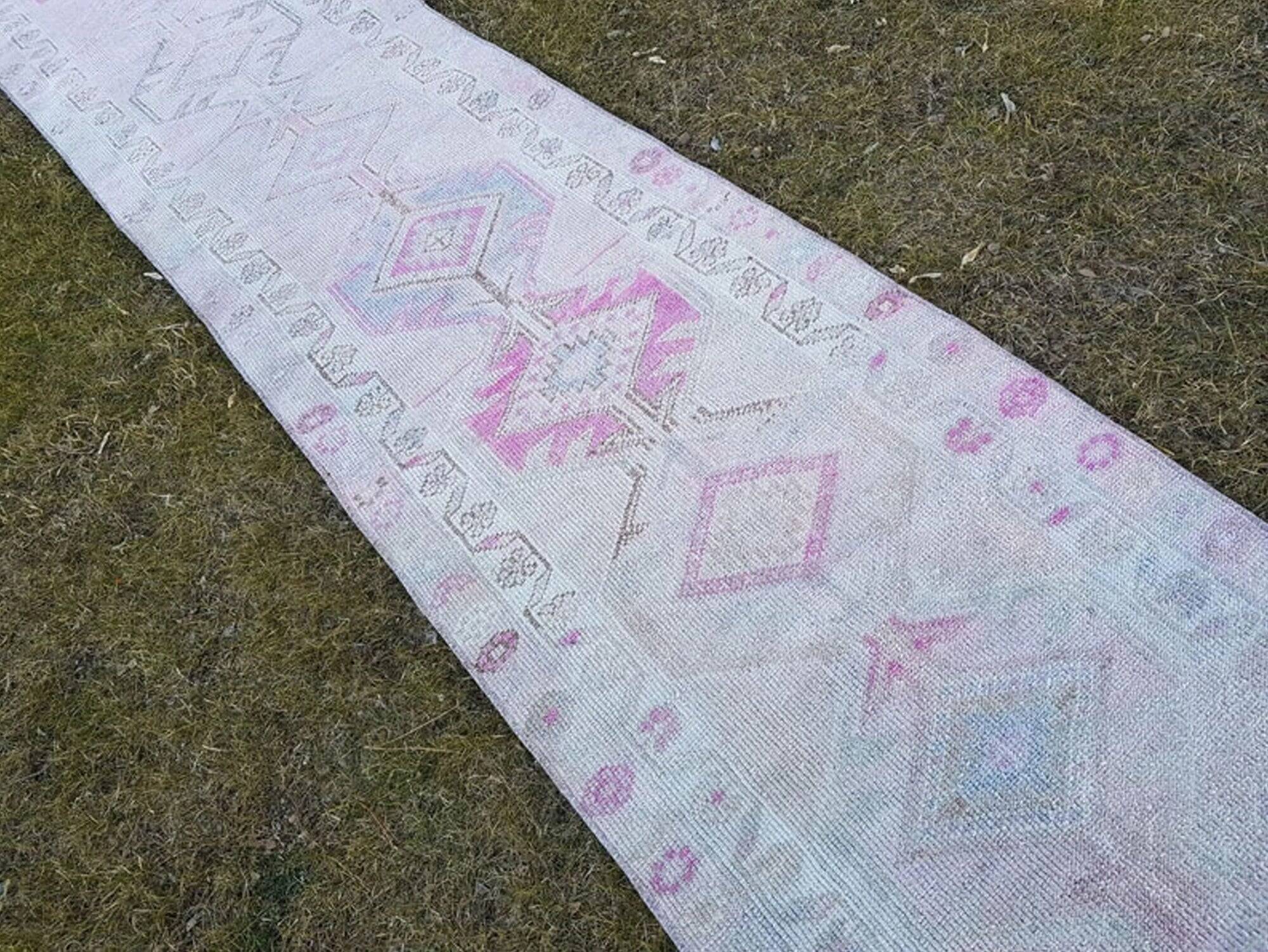 Vintage Turkish hallway rug 76x410 cm
