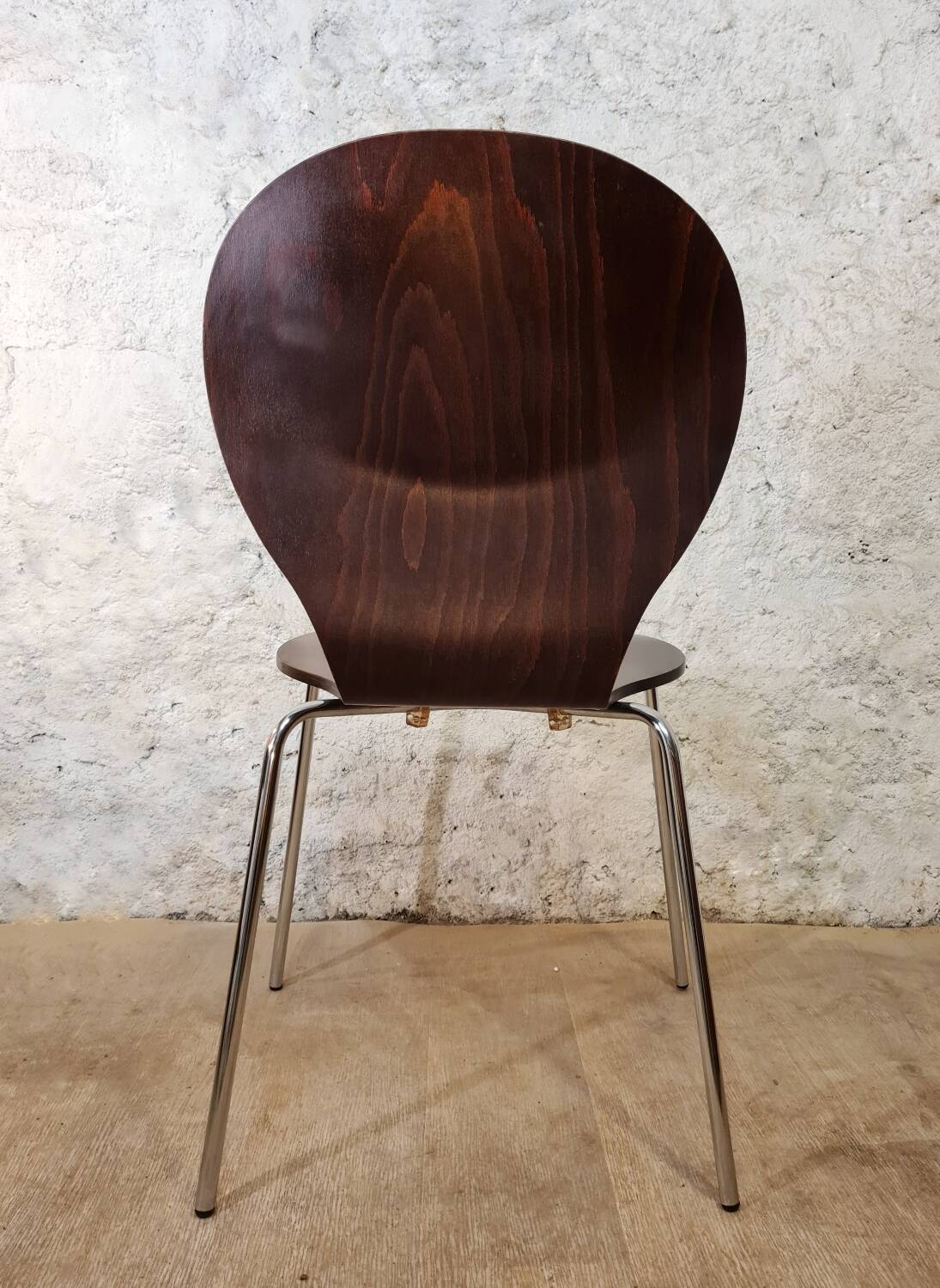 Set of stackable wooden chairs