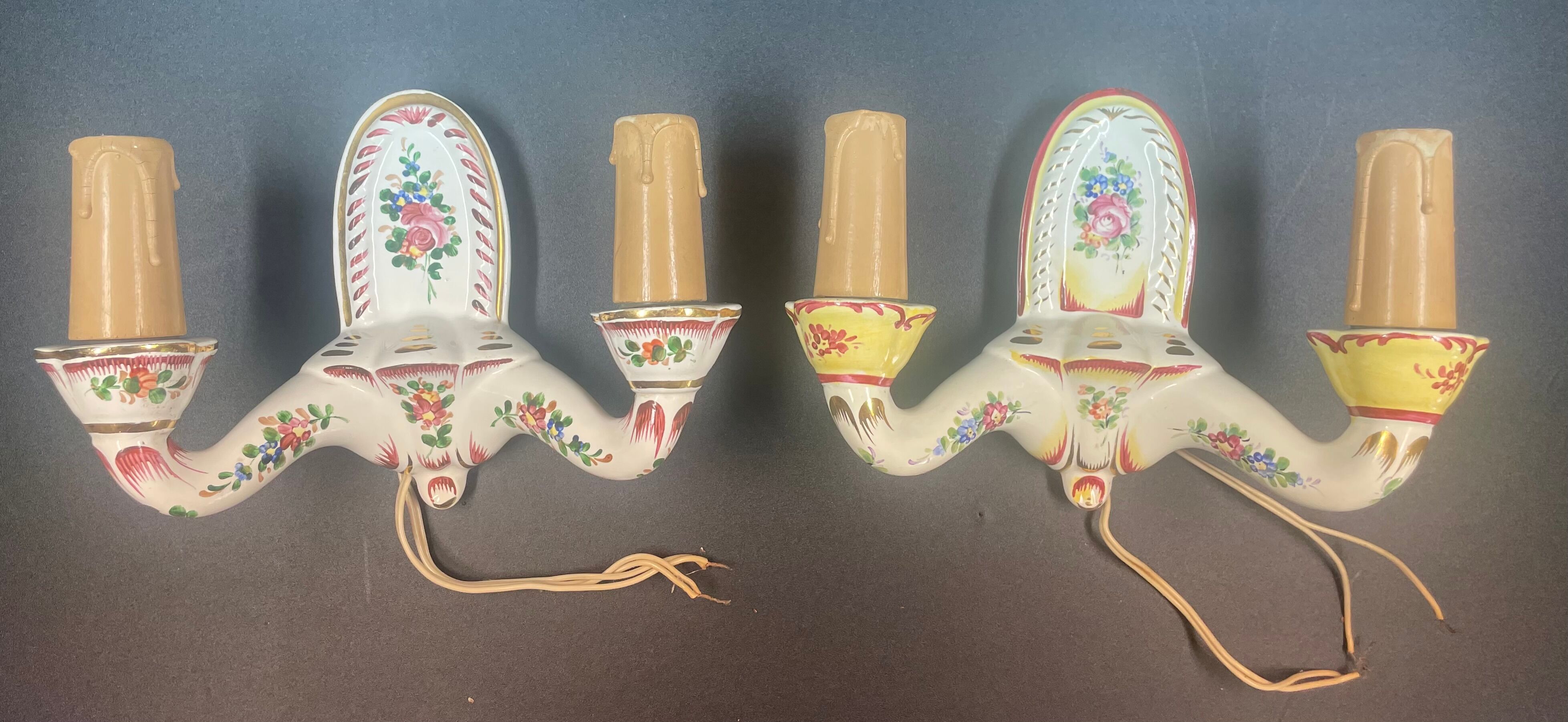 Pair of east sconces floral decor