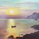 Marine painting, sunset on the esterel, oil on canvas