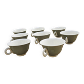 8 antique celadon earthenware coffee cups from Digoin & Sarreguemines