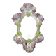 2000s Venetian Oval Green and Pink Floreal Hand-Carving Mirror in Murano Glass Style