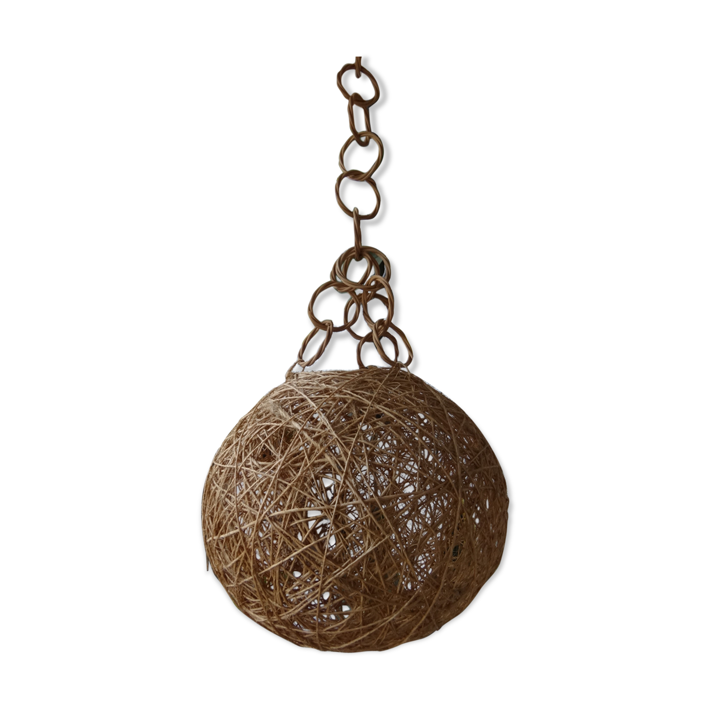 Suspension en rotin vintage