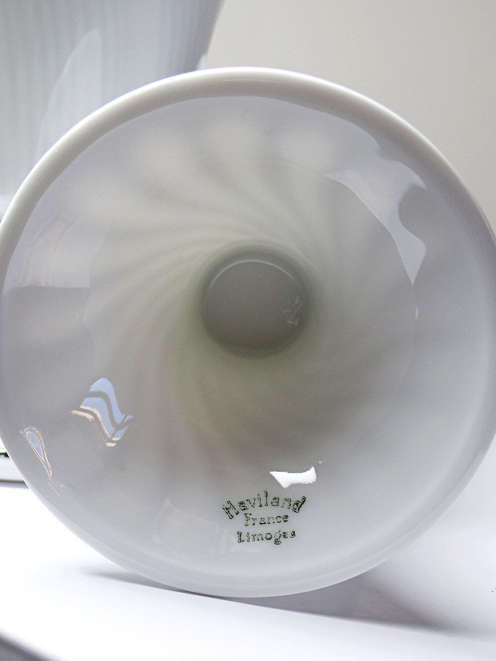 Mismatched pair of Limoges porcelain mazagrans, Haviland & LEC vintage.