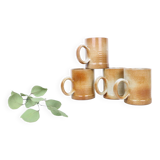 Set of 4 stoneware mugs, artisanal pottery, 1980