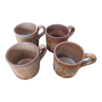 4 stoneware coffee cups