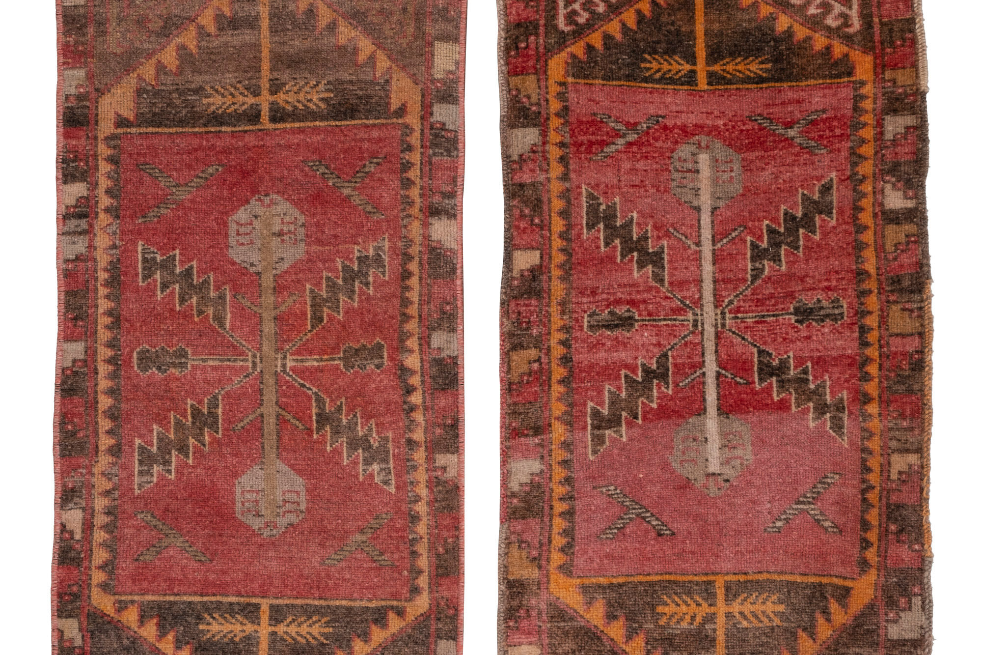 Set of 2 piece hand knotted oriental turkish area rugs 48 x 108 - 50 x 110 cm