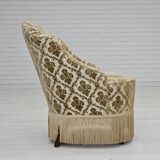 1950s, Danish lounge chair, furniture velour, ash wood legs.