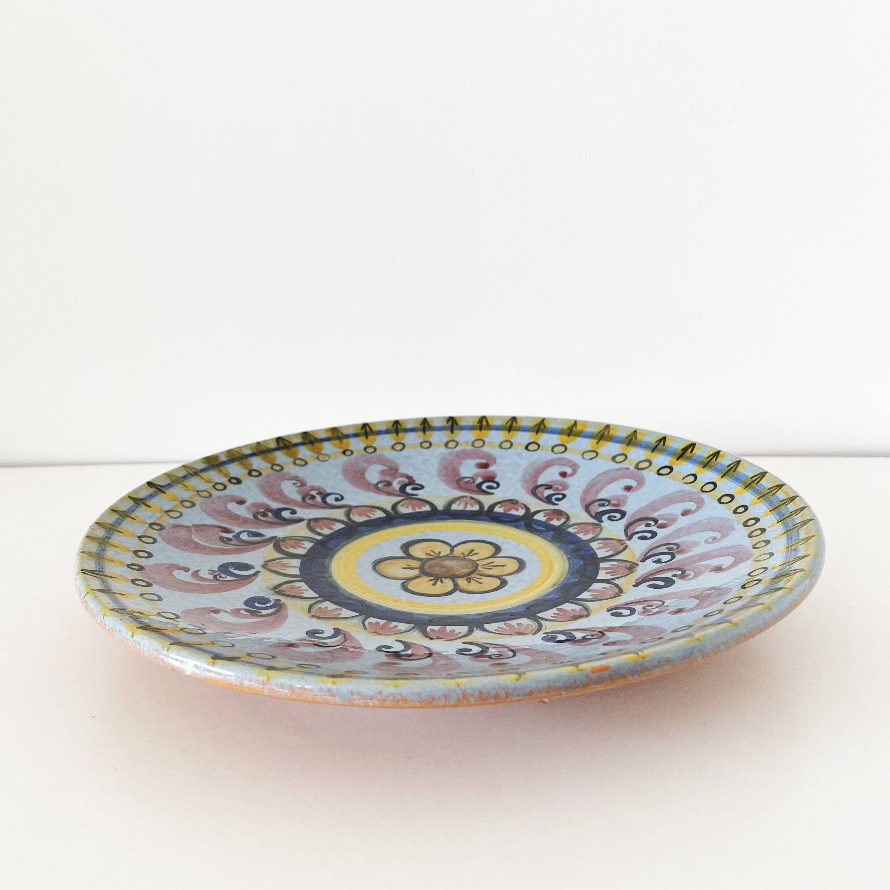 Large hand painted ceramic dish